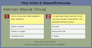 May 05, 2021 · if you're holding a horror movie trivia night, you'll want to make sure that you include the best horror movie questions to challenge all your friends. Horror Movie Trivia