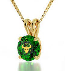 The Only 24k Gold Inscribed Taurus Zodiac Necklace Celestial Gifts Nanostyle Jewelry