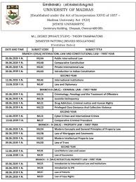 Madras University Exam Time Table 2019 University Exam Exam Time Exam