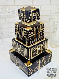 Black And Gold Art Deco Cake Art Deco Cake Black Gold Square Great Gatsby Cake Vintage Roaring 20s 1920s Flapper Art Deco Wedding Cake Art Deco Cake Geometric Cake