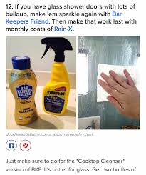If You Have Glass Shower Doors With Lots Of Buildup Make Em Sparkle Again With Bar Keepers Friend Then Make That Wor Glass Shower Doors Shower Doors Cooktop