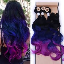 Black Blue And Purple Curly Hair Hot Ombre Hair Body Wave 1b Purple Two Tone Ombre Hair Weave Extensions 3 Bundels Ombre Hair Purple Ombre Hair Synthetic Hair Extensions Purple Hair Extensions