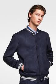Faux Suede Varsity Bomber Jacket Available In More Colours Zara Man Jacket Mens Jackets Bomber Jacket Men