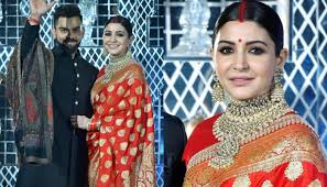 Why Sabyasachi S Happy That Anushka Sharma Chose A Red Benarasi Saree For Her Reception Paired with green designer mini sleeves saree blouse with wide neck pattern. anushka sharma chose