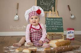 Baby Chef Photo Shoot Baby Chef Photography Baby Photoshoot Girl Baby Cooking Monthly Baby Photos