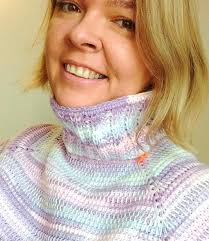 Tunisian Crochet PATTERN for Raglan Turtleneck Sweater in Simple Stitch.  Easy Top Down Jumper in Colorful Yarn. Ribbed Neckline. Quick to Do