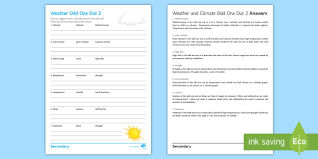 A collection of english esl weather worksheets for home learning, online practice, distance learning and english classes to teach about. Weather And Climate Odd One Out 2 Worksheet Worksheet