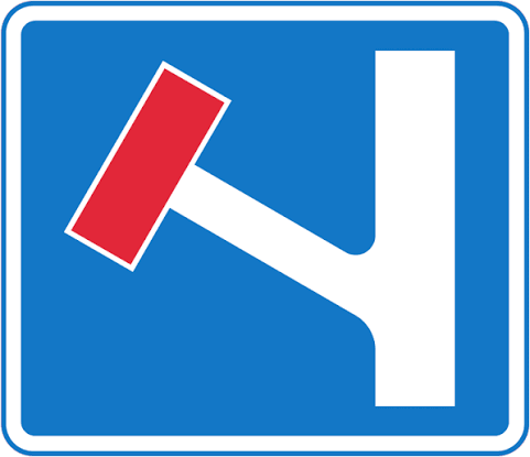 No through road for vehicular traffic in the direction indicated from  junction ahead sign - UK Road Sign