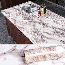 In this case, you can use a hair dryer to soften the contact paper, then stretch it over the corner. Veelike Grey Marble Contact Paper Counter Top Covers Peel And Stick Wallpaper Granite Wall Paper Kitchen Wall Covering Self Adhesive Vinyl Waterproof Removable Wallpaper For Cabinet Locker 15 8 X118 Amazon Com
