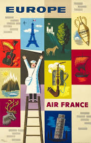 Air France Europe Posters Carlu Jean 1957 24 3 X 39 3 62 X 100 Cm Lithograph Backed On Linen Id Frl15877 700 Vintage Poster Art Vintage Travel Posters Vintage Posters
