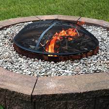 If you don't need a complete fire pit but still need to contain the fire, such as when camping, a fire ring can be placed around it but directly on the ground, so your fire is created on the ground. Sunnydaze Outdoor Fire Pit Spark Screen Cover Guard Accessory Round Heavy Duty Steel Backyard Mesh Lid Ember Arrester With Handle 30 Inch Diameter Walmart Com Walmart Com