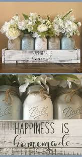 Happiness Is Homemade Yep I Really Like These Muted Colors Mason Jar Centerpiece Rustic Wooden Box Centerpiece Wooden Box Centerpiece Rustic Wooden Box