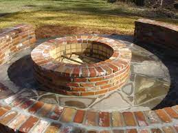Exterior Fire Pit Made Out Of Bricks With Fire Pit Brick Patio And Fire Pit Round Bricks From Fire Pit B Brick Fire Pit Fire Pit Backyard Fire Pit Landscaping
