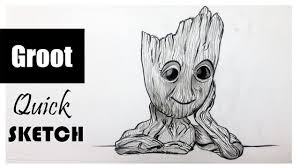 Now it's time to grab that pencil and let's draw baby groot! Speed Drawing Groot From Guardians Of The Galaxy Artist Inside Youtube