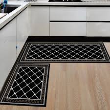 Kitchen rug with zellige tiles design. Black White Kitchen Mat Geometric Print Kitchen Floor Mat Non Slip Kitchen Cooking Rugs Balcony Bathroom Carpet Entrance Doormat Mat Aliexpress