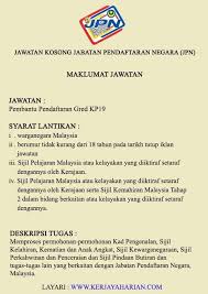Check spelling or type a new query. Jawatan Kosong Jabatan Pendaftaran Paloh Tiga Gua Musang Facebook