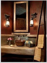 We've got all the western and horse themes covered in our bathroom decor: Best 27 Amazing Small Rustic Bathroom Decorating Ideas On A Budget Bathroomdesign Bathr Rustic Bathroom Designs Shabby Chic Bathroom Rustic Bathroom Lighting