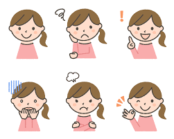 ピンクの服の女の子の上半身イラスト６点セット素材