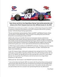 There is a lot to get used to in the nascar cup series in 2020, including its name, who is driving for what team and how different the schedule is. Carquest Auto Parts To Be Primary Sponsor For Cory Roper Jayski S Nascar Silly Season Site