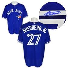 Vladimir guerrero jr rookie jersey card rc # /50 sp 2019 the national blue jays. Vladimir Guerrero Jr Toronto Blue Jays Autographed Signed Replica Mlb Baseball Jersey