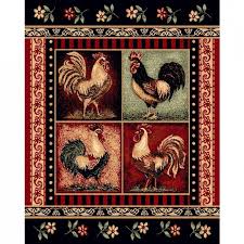 black and red rooster kitchen rugs