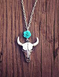 Cow Skull Rose Necklace Cow Head Necklace Buffalo Necklace Etsy Cowgirl Necklaces Country Jewelry Country Necklace