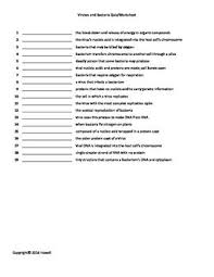 Viruses And Bacteria Quiz Worksheet For Biology Ii Biology Worksheets Quiz