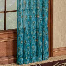 Plume peacock feather fabric shower curtain photography | etsy. King Peacock Feather Print Sheer Window Treatment