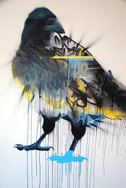 Josh Bowes Adapt Or Disappear 1 Oil And Spray On Canvas Raven Art Bird Art Crow Art