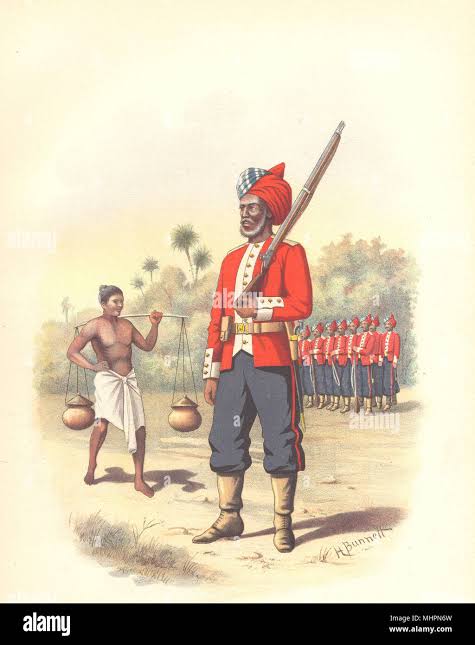 BRITISH INDIAN ARMY UNIFORMS. The 1st Madras (Chennai) Pioneers Regiment 1890 Stock Photo - Alamy