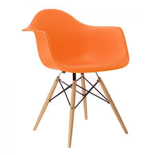 Recently, the eames chair have come to be considered absolute classics of interior design. Eames Style Daw Molded Orange Plastic Dining Armchair With Wood Eiffel Legs