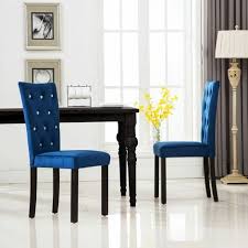 Ajoutez du style à votre intérieur avec nos collections de chaises de salle à manger et de cuisine. Chaises De Salle A Manger Velours Bleu Fonce 2 Pcs