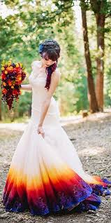 30 Colorful Wedding Dresses For Non Traditional Bride See More Http Www Weddingforward Co Dip Dye Wedding Dress Dye Wedding Dress Colored Wedding Dresses