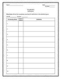 vocabulary definitions blank vocabulary definitions vocabulary word worksheet vocabulary words