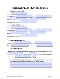 Is bill of sale required in georgia? Free Georgia Firearm Gun Bill Of Sale Form Pdf Word