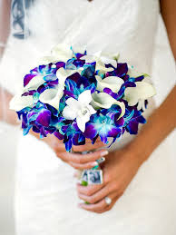 Colorful bouquet at pandemic minimony in dallas, texas. The Best Blue Wedding Flowers And 16 Gorgeous Blue Bouquets