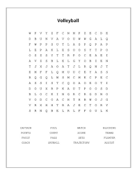 volleyball word search printable puzzles