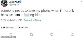 4,903,868 likes · 524,746 talking about this. Jake Paul Nennt Sich Selbst Einen F Ing Idiot Wie Er Bricht Sein Schweigen Auf Twitter Aktuelle Boulevard Nachrichten Und Fotogalerien Zu Stars Sternchen