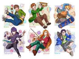 Stardew Valley Art The Bachelor Marriage Candidates Alex Harvey Sam Sebastian Elliott Shane Stardew Valley Stardew Valley Farms Stardew Valley Tips