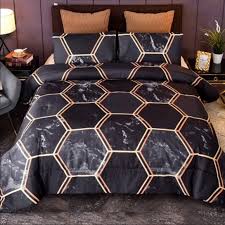 With egg and dart base moldings, rope twists under case tops and on bed posts, acanthus and tobacco leaf carvings, florets and inset marble tops, the stanley bedroom collection has it all. Bedding Black Marble Comforter Setqueen Bedding Poshmark