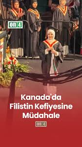 Kanada'da bir okulun mezuniyet töreninde öğretim görevlisi, Filistinli  öğrencinin boynundaki kefiyeyi çekip çıkardı., #palestine #gaza #canada  #university #gündem
