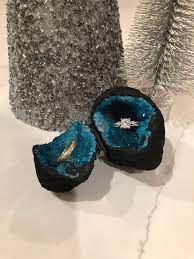 Teal Geode Ring Box Proposal Ideas Wedding Ring Jewelry Etsy Geode Ring Diamond Wedding Bands Wedding Rings Unique