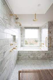 We did not find results for: Large Walk In Marble Shower With His And Her Brass Shower Heads Contemporary Bathroom