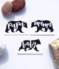 Papa Bear Mama Bear Baby Bear Tattoos Family Tattoos Set Etsy