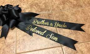 My funeral ribbons on stunning floral hearts. Pin On Cemetery Flowers