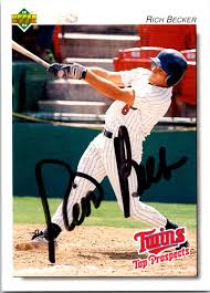 Rich Becker autographed baseball card (Minnesota Twins) 1992 Upper Deck Top  Prospects #245