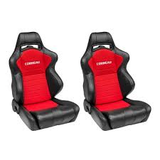 Seats and brackets for cars and trucks. Corbeau Lg1 Racing Seats Pair Black Red Cloth 25507pr 4wd Com
