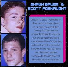 In this week's episode, Rae covers the unsolved deaths of Shawn Bauer and  Scott Fosnaught. It's been 20 years since this suspected hit and run  accident happened, and yet so many questions
