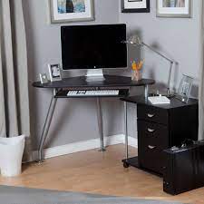 Are you looking for the perfect office desk for your home or workplace? Modern Grey Painted Iron Laminated Small Corner Computer Desk Ideas With Black Wood Storag Small Computer Desk Small Computer Desk Ikea Computer Desks For Home