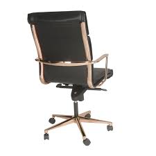 Black And Rose Gold Desk Chair Wilson Pu High Back Office Chair Rose Gold Base Black 5300004 High Back Office Chair Chair Rose Gold